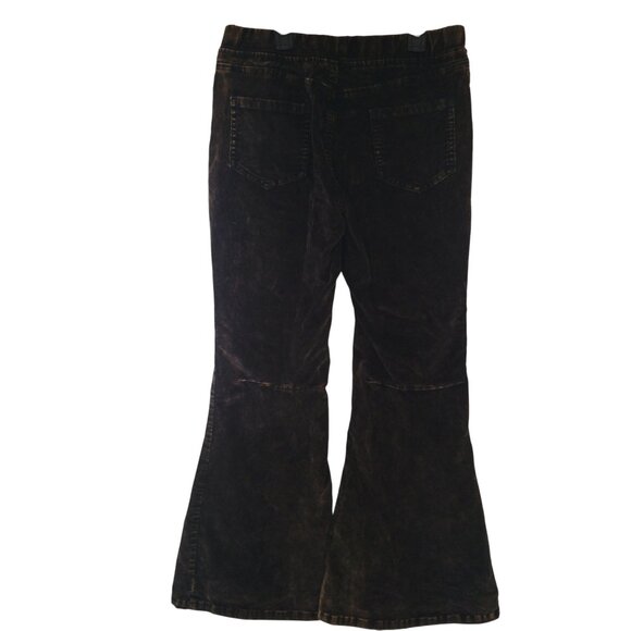 EASEL Vintage-Style Brown Acid Wash‎ velvet Corduroy Flare Pants Womens L hippie - Picture 4 of 7